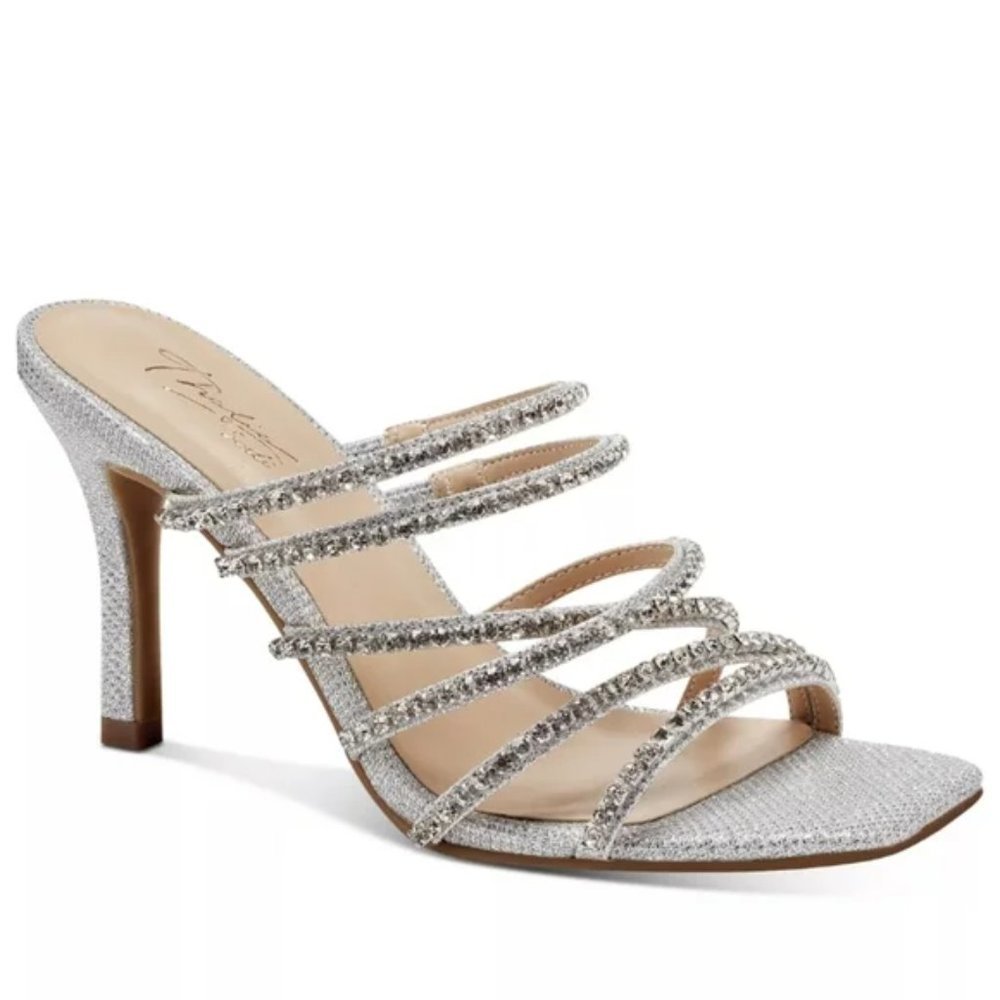 Thalia Sodi Dahlia Embellished Dress Sandals Silver NWT